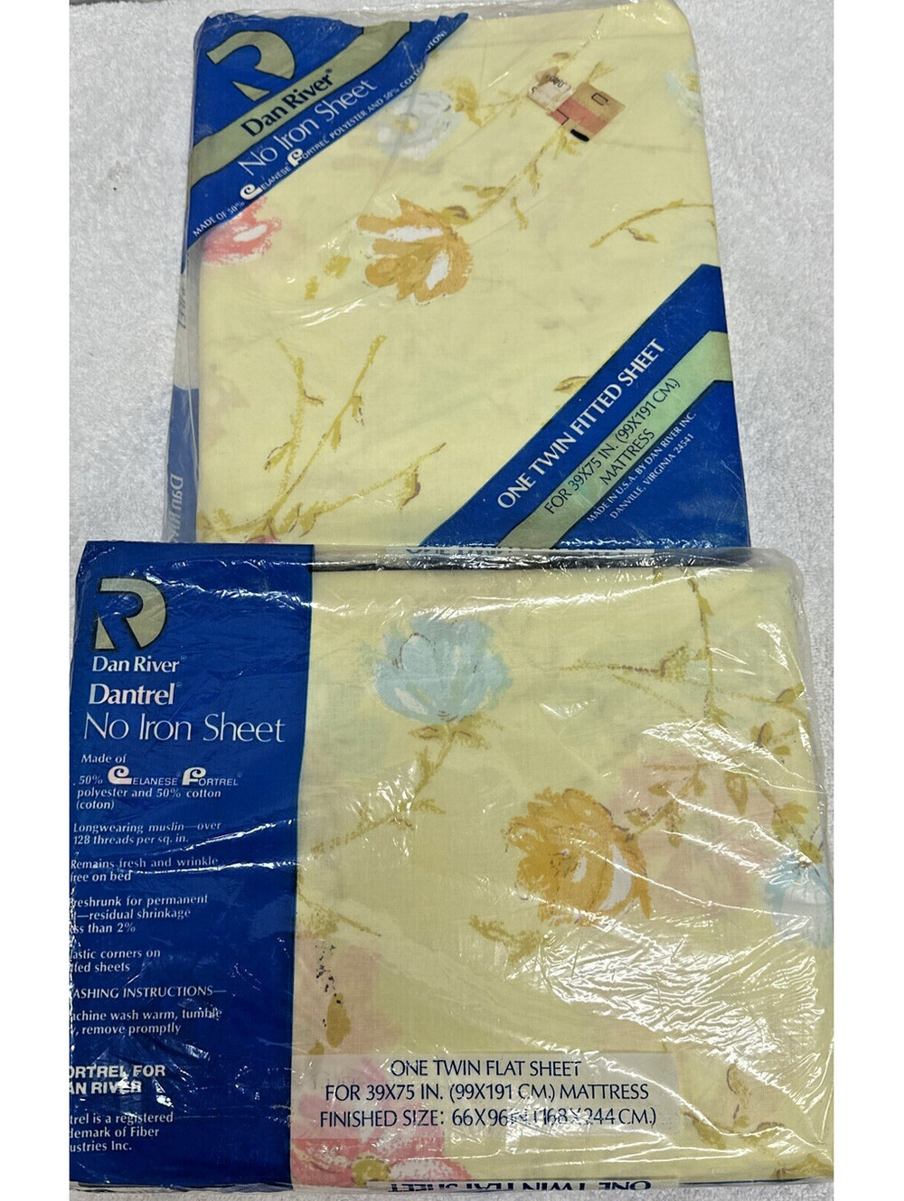 Dan River Dantrel Muslin Twin Flat and Fitted Sheet Set NOS Vintage USA